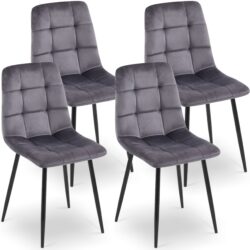 Mid Century Gray Velvet Dining Chairs For Kitchen Living Room Dining Chair (Set of 4) - Gray
