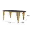 Oval Dining Table With Glass Top Stainless Steel Base, For 6 Seats - Black / Gold - Image 3