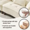 Comfortable Deep Seated Sofa With Pillows, Cloud Velvet Polyester - Beige - Image 7