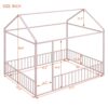 Full Size Bed House Bed Frame With Fence - Pink - Image 8