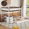 Full Over Full Bunk Bed With Twin Size Trundle, Storage And Desk - White / Walnut - Image 23