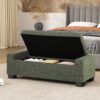 Textured Fabric Ottoman Bench With Hinged Lid - Blackish Green - Image 9
