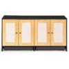 Double Litter Box Enclosure, Cat Litter Box Enclosure For 2 Cats, Hidden Litter Box Furniture With Rattan Doors - Black - Image 11