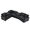 L-Shaped Sofa Sectional Sofa Couch Pull-Out Sofa Bed With Charging Devices And Cup Holders For Living Room - Blue Black - Image 16
