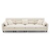 Modern Convertible Sectional Sofa L Shaped Reversible Couch Set With Free Pillows 5 Seat Cloud With Ottoman - Beige - Image 4