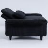 Modern Fabric Multi Functional Sofa Bed With Adjustable Armrests And Backrests Letter Striped Design Frame - Black - Image 13