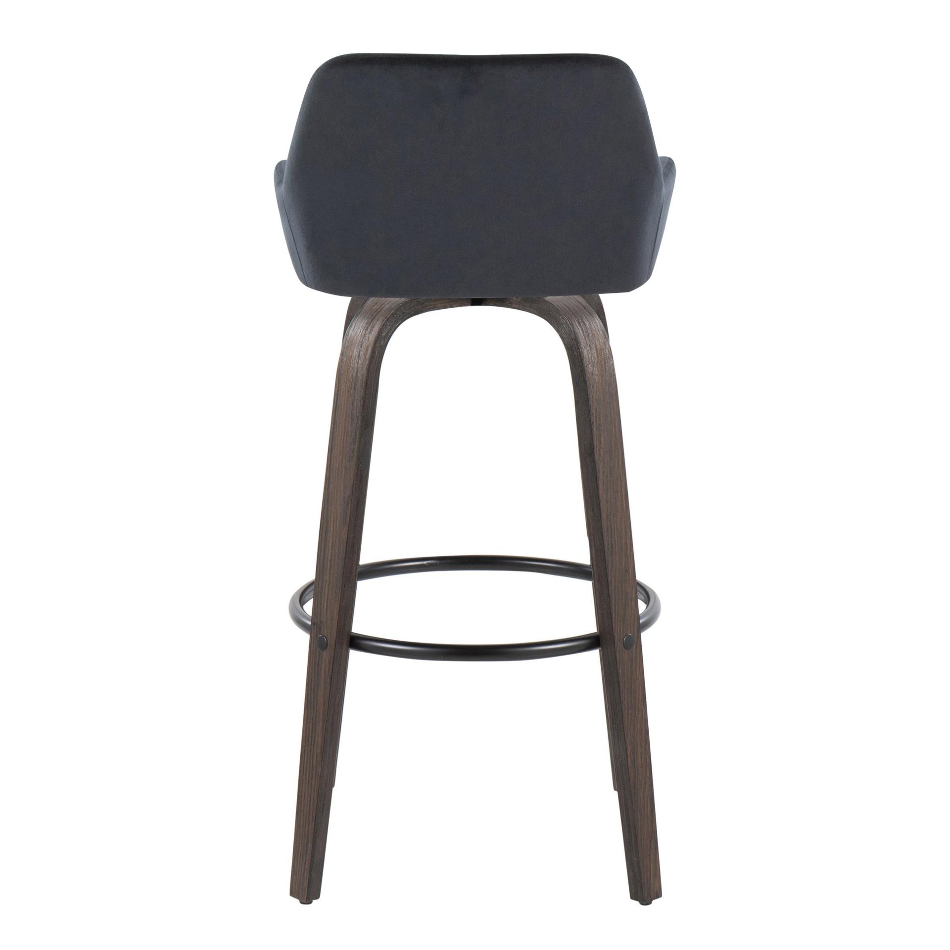 Daniella - Contemporary Fixed Height Barstool With Swivel With Round Footrest (Set of 2) - Walnut / Black - Image 5