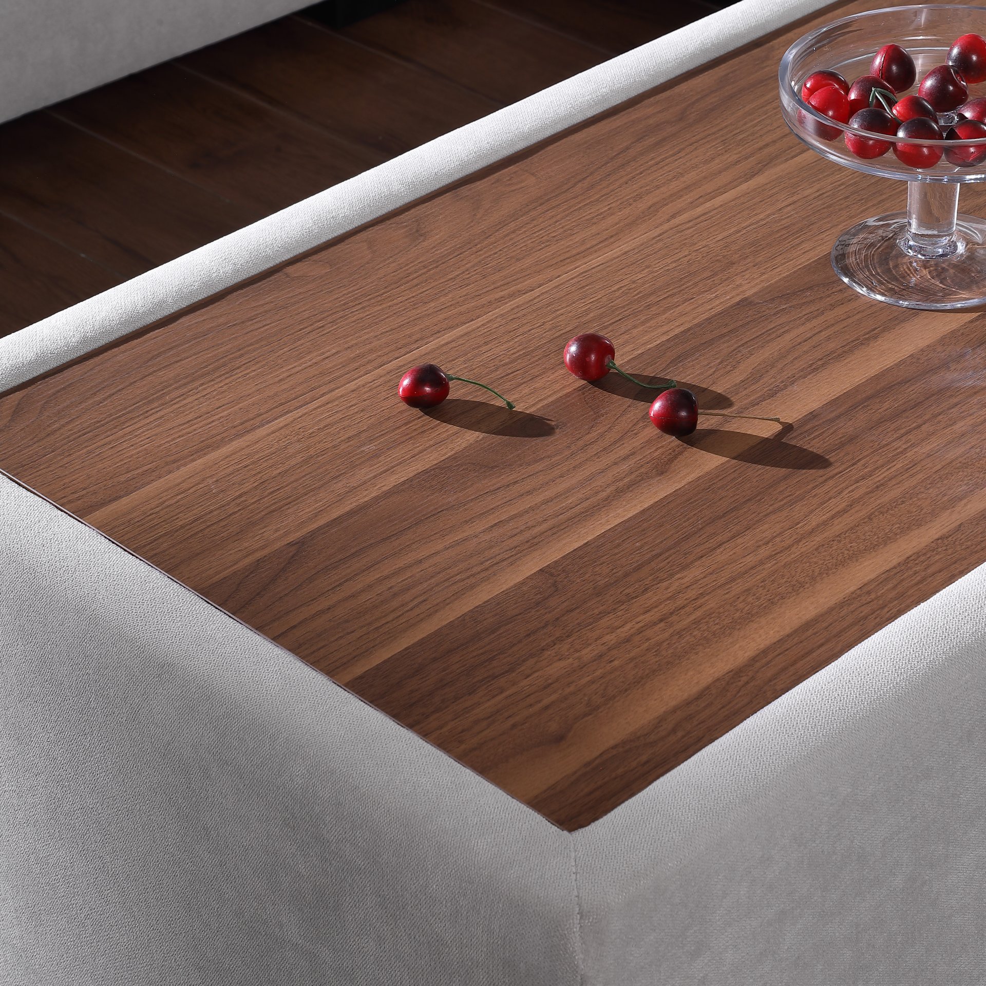 Joshua - Woven Fabric Sectional Sofa With Right Facing Chaise and Console Ottoman - Light Gray - Image 8