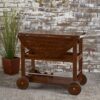 Wood And Aluminum Bar Cart With 2 Shelves - Oak / Silver - Image 6