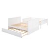 Full Over Full Bunk Bed With Twin Size Trundle, Guardrails - White - Image 6