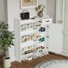 Shoe Cabinet With 4 Doors 1 Drawers, PVC Door With Shape, Large Space For Storage - White - Image 3