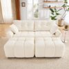 Cozy Plush 2 Seater Sofa Set With Ottomans And Throw Pillows - White - Image 15
