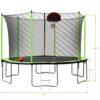 14Ft Trampoline With Basketball Hoop Inflator And Ladder (Inner Safety Enclosure) - Green - Image 3