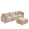 Modular L Shaped Sectional Sofa Set With Movable Ottoman, Chenille - Coffee - Image 12