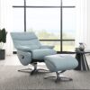 Janella - Top Grain Leather Accent Chair With Swivel & Ottoman - Baby Blue - Image 7
