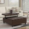 Harrison - Large Square Coffee Table Storage Ottoman - Brown - Image 4