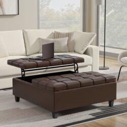 Harrison - Large Square Coffee Table Storage Ottoman - Brown