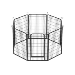 8 Panels Heavy Duty Metal Playpen With Door, Dog Fence Pet Exercise Pen For Outdoor, Indoor - Black