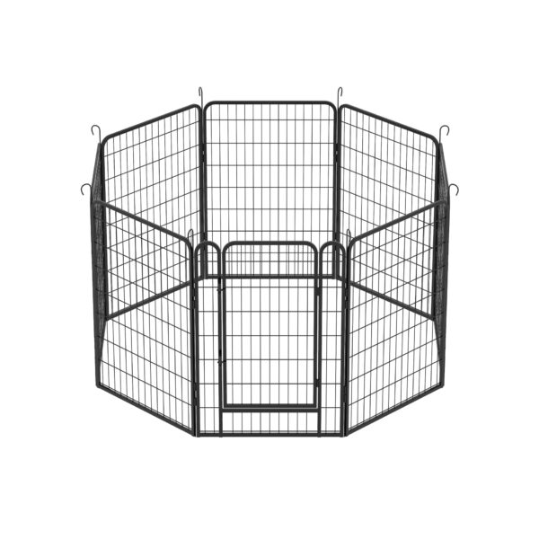 8 Panels Heavy Duty Metal Playpen With Door, Dog Fence Pet Exercise Pen For Outdoor, Indoor - Black