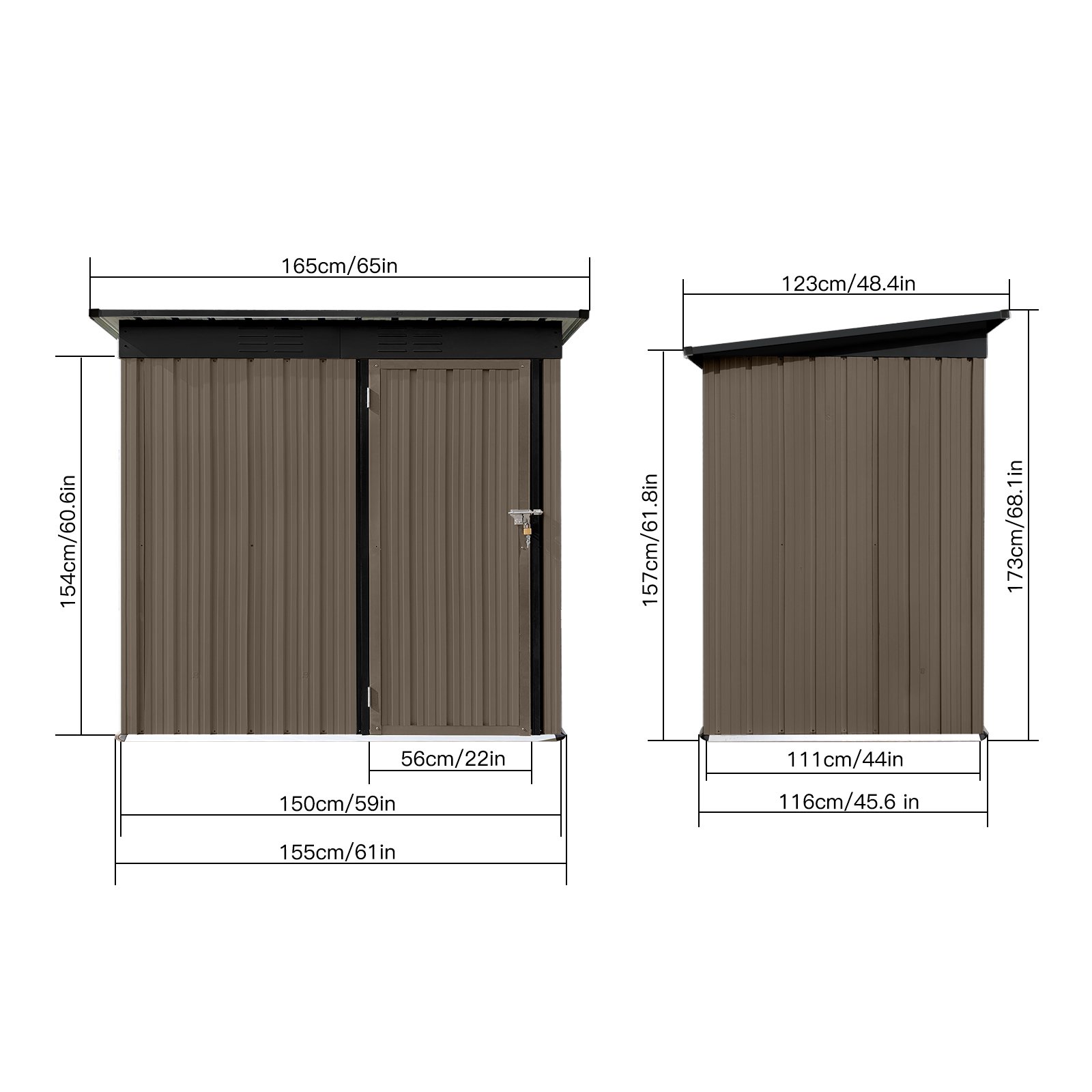 Garden Sheds 5FtX4Ft Outdoor Storage Sheds Brown / Black - Image 6