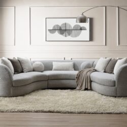 Ivria - Boucle Sectional Sofa With 9 Pillows - Gray