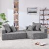 Oversized Modular Sectional Sofa, Luxury Boucle Floor Couch Set, Convertible Sleeper Couch, Spacious Foam-Filled Sofa Bed, 2 Piece Free Combination - Gray - Image 7