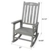 Wooden Oversized Porch Rocker Chair With Wide Seat And Tall Backrest, High Back Smooth Rocking Chairs For Outdoor & Indoor - Light Gray - Image 3