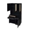 Kitchen Pantry Storage Cabinet, Modern Buffet Cabinet With Kitchen Cart, Tall Kitchen Hutch Cabinet With Microwave Stand, Food Pantry Cabinet With 3 Rattan Doors And Adjustable Shelves - Black - Image 17
