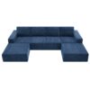 Modular U Shaped Sectional With Ottomans, Luxury Cloud Floor Couch With Deep Seat Fully Compressed Upholstered Sofa - Navy - Image 25