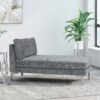 Upholstered Chaise Lounge With Iron Bracket Legs - Gray - Image 2