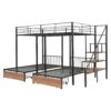 Full Over Twin-Twin Triple Bunk Bed With Drawers And Staircase - Black - Image 10