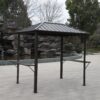 Grill Hardtop Gazebo Outdoor Metal Hard Top Gazebo, Permanent Bbq Gazebo With Galvanized Steel, Aluminum Framed Pavilion With Shelves - Dark Brown - Image 5