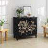 Vintage Carved Buffet Cabinet With Adjustable Shelves, Wooden Decorative Sideboard - Black - Image 11