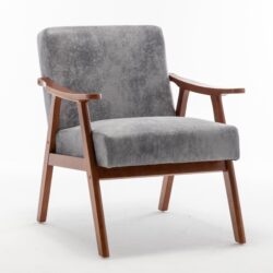 Mid Century Modern Wingback Accent Chair With Solid Wood Frame And Extra Thick Backrest - Lounge Chair For Living Room, Bedroom, Or Reading Room - Gray