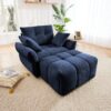 Modern Ergonomic Single Seater Sofa With Ottoman, High Resilience Support - Blue - Image 4