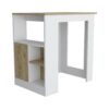 Kitchen Island Three Open Side Storage Shelves And One Push-To-Open Cabinet - White / Macadamia - Image 4