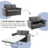 Pull Out Sofa Bed Loveseat Sleeper With Twin Size Memory Mattress With Two USB Ports For Living Room Spaces - Gray - Image 4