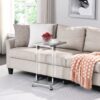 Glass Side Table, Acrylic End Table, Glass Top C Shape Square Table With Metal Base For Living Room, Bedroom, Balcony Home And Office - Chrome - Image 16