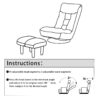 Adjustable Japanese Reclining Floor Chair Sofa With Metal Frame For Living Room & Balcony - Navy - Image 2