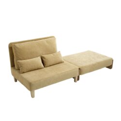 Mid Century Modern Foldable Sofa Bed Recliner, 3 - 1 Convertible Sleeper With 3 Pillows - Mustard Yellow