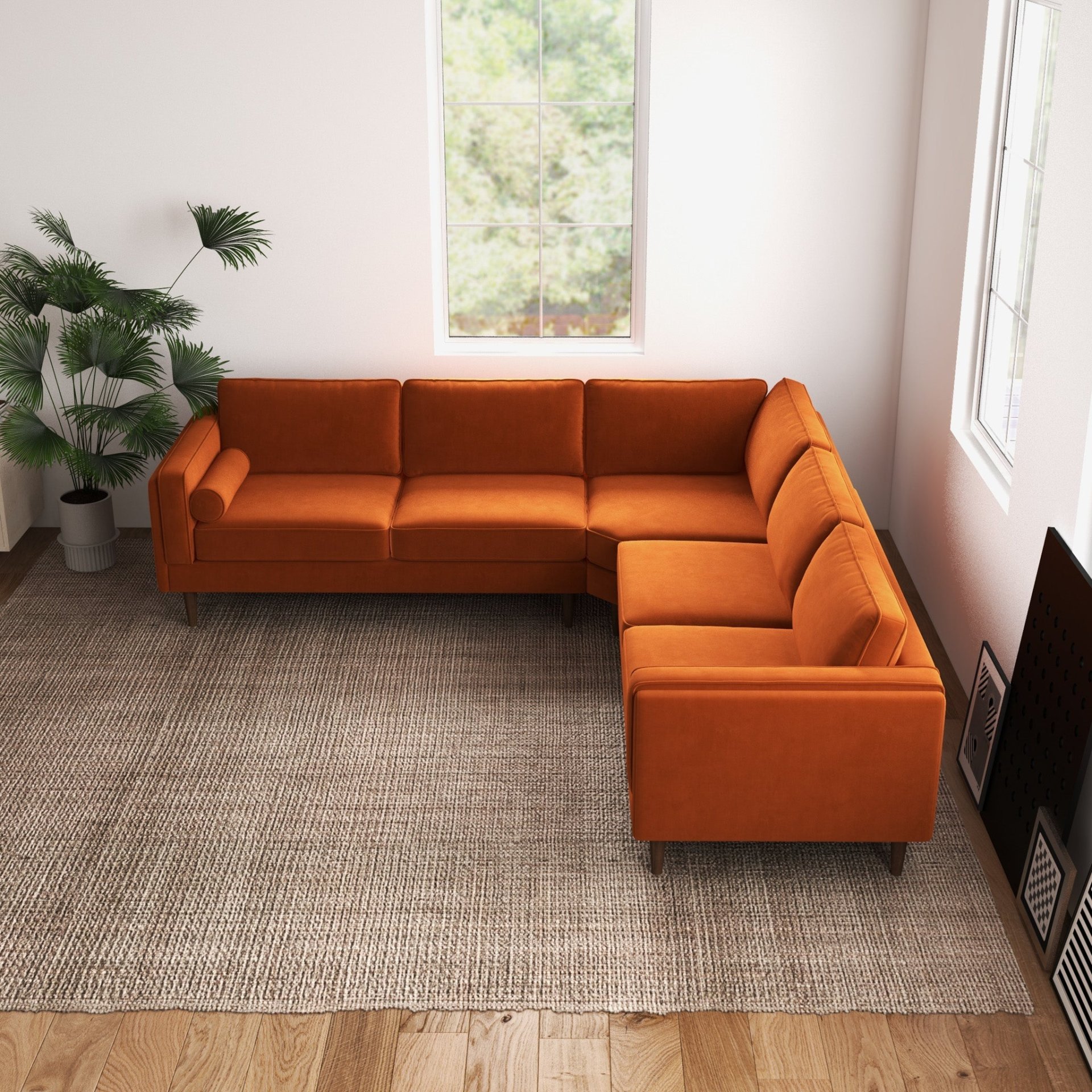 Amber - Corner Sectional Sofa - Orange - Image 2