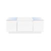 LED Coffee Table, Modern Center Table, Coffee Table With Open Storage Compartment And 2 Hidden Drawers For Living Room - White - Image 8