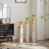 Mother's Day Gift Set Gilded White 3D Relief Flower Metal Vase Set - White / Gold - Image 22
