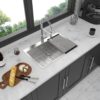 33 X 22" Kitchen Sink Drop In 16 Gauge Stainless Steel Single Bowl Topmount Basin - Brushed Nickel - Image 2