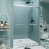 Frameless Double Sliding Soft Close Bathtub Shower Door, 5 / 16" Clear Nano Coated Tempered Glass And 304 Stainless Steel Handle - Brushed Nickel - Image 4