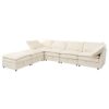 Versatile 6 Piece Modular Sofa Bed With Storage, Stylish Faux Double Layer Cushions, Comfortable & Durable Design, Perfect For Any Living Space - Beige - Image 13