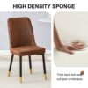 Modern Brown Suede Like Velvet Dining Chair (Set of 2) - Black / Gold - Image 6