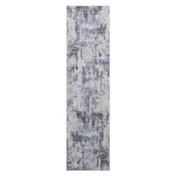 Payas - 2' X 8' Abstract Runner Rug - Gray / Denim