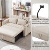 Convertible Sofa Bed Loveseat Sofa With Three USB Ports, Two Side Pockets, Two Cup Holders And 360° swivel Phone Holder For Living Room - Beige - Image 6