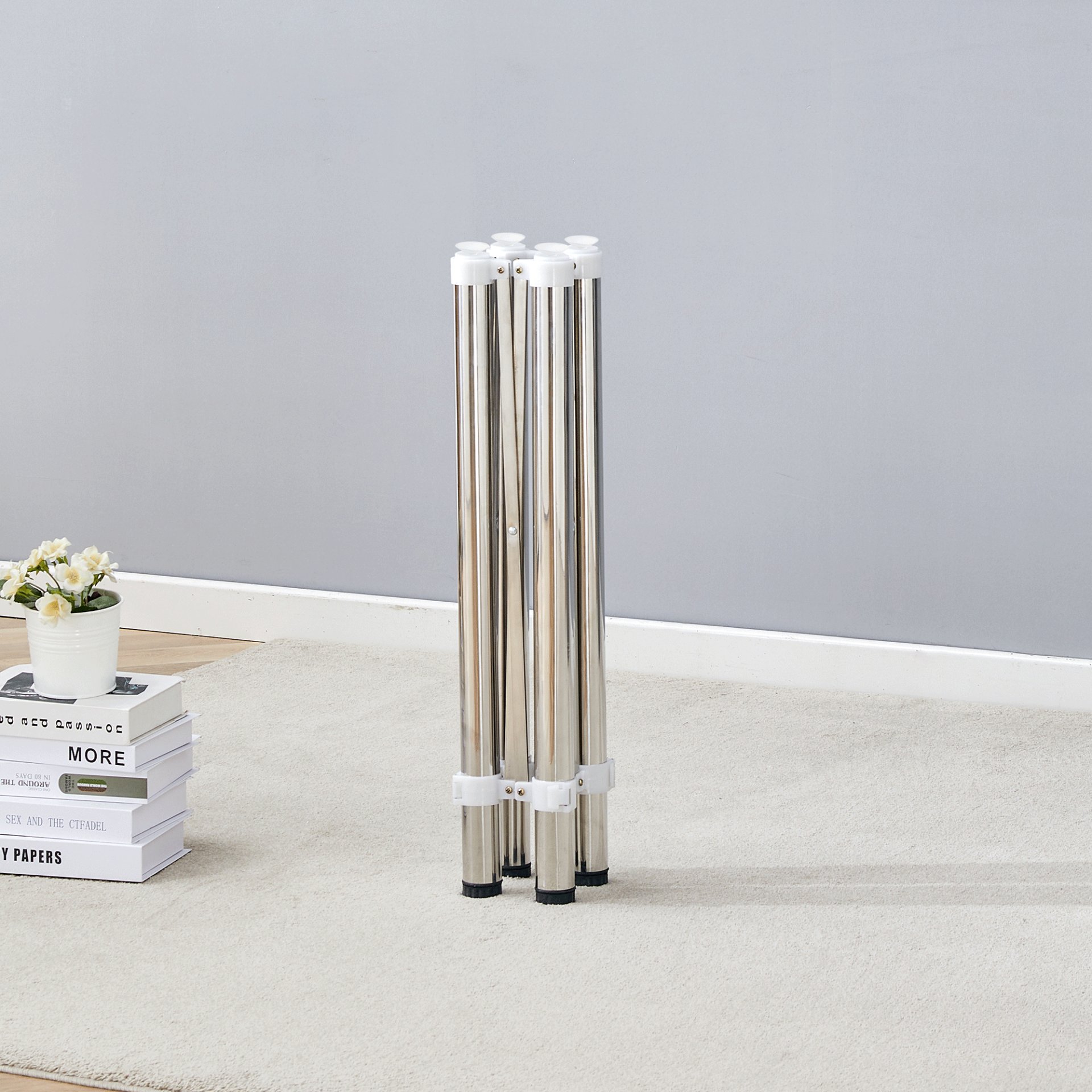 Simple Silver Stainless Steel Folding Table Frame Multifunctional Space Saving Design.Separate Folding Table Legs That Can Be Paired With Various Sizes And Styles Of Tabletops - Silver - Image 16